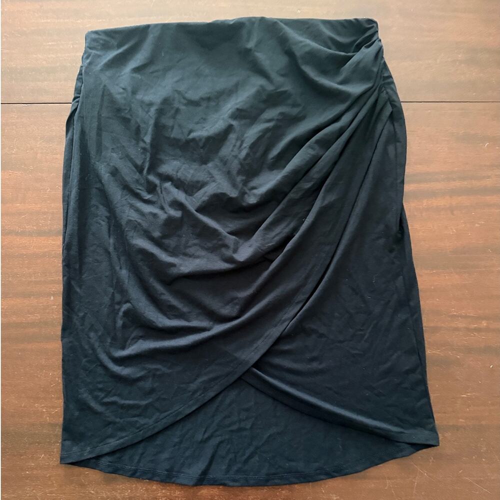 Open Edit | black faux wrap knee length skirt | size XL